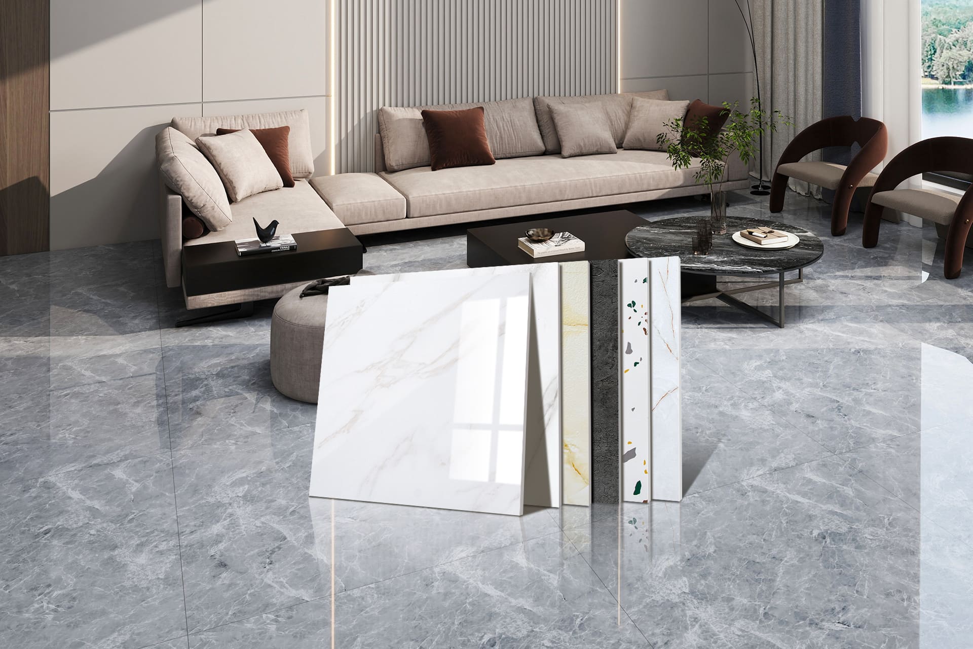 Stone-patterned flooring